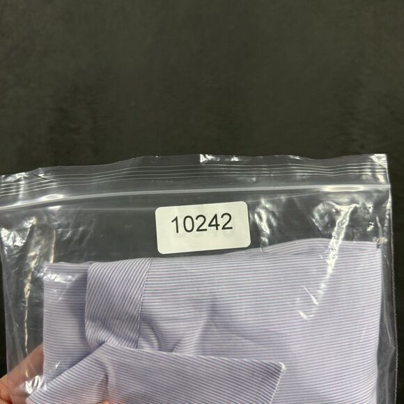 Canali Shirt Mens 16.5 Purple Striped Dress Shirt Spread Collar Made in Italy - Picture 13 of 13